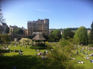 Enjoying the sunshine in the Parade Gardens, Bath